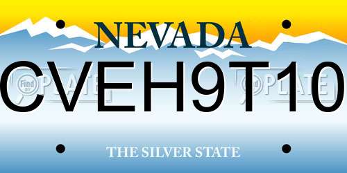CVEH9T10 Nevada License Plate