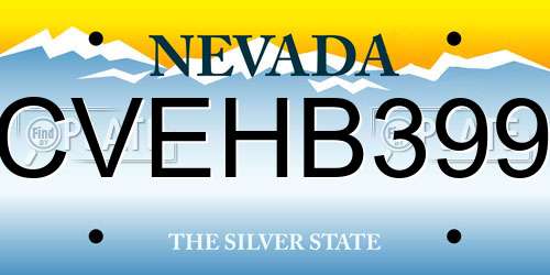 CVEHB399 Nevada License Plate