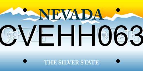 CVEHH063 Nevada License Plate
