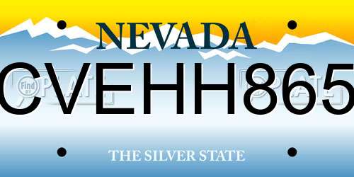 CVEHH865 Nevada License Plate