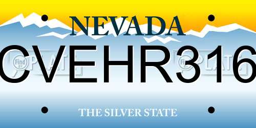 CVEHR316 Nevada License Plate
