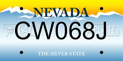 CW068J Nevada License Plate