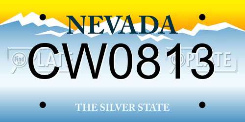 CW0813 Nevada License Plate