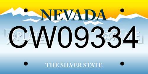 CW09334 Nevada License Plate