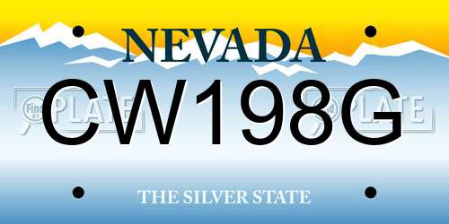 CW198G Nevada License Plate
