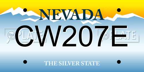 CW207E Nevada License Plate