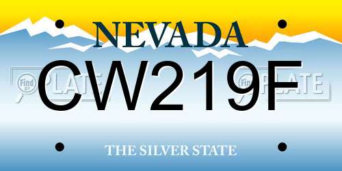 CW219F Nevada License Plate