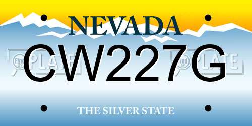 CW227G Nevada License Plate
