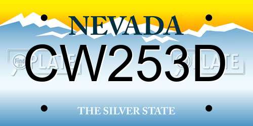 CW253D Nevada License Plate