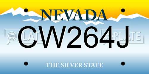 CW264J Nevada License Plate