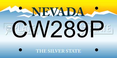 CW289P Nevada License Plate