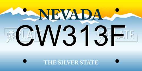 CW313F Nevada License Plate