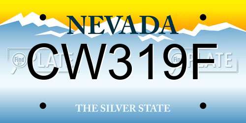 CW319F Nevada License Plate