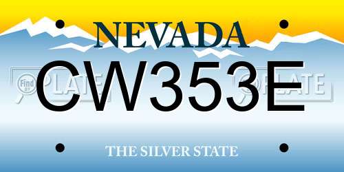 CW353E Nevada License Plate