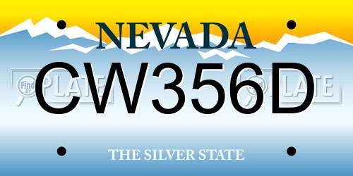 CW356D Nevada License Plate