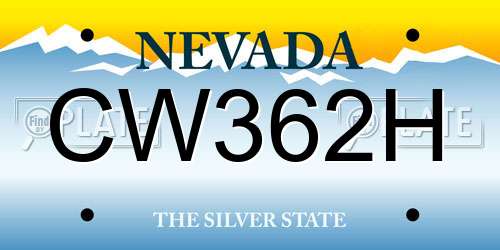 CW362H Nevada License Plate