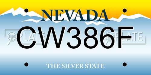CW386F Nevada License Plate