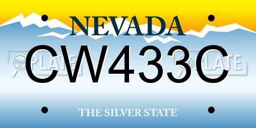 CW433C Nevada License Plate