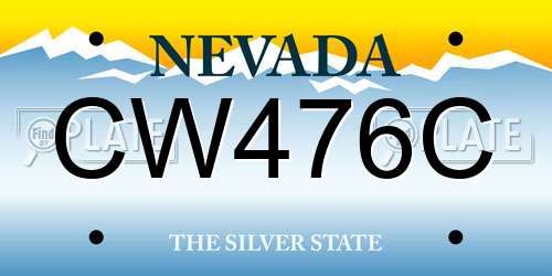 CW476C Nevada License Plate