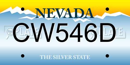 CW546D Nevada License Plate