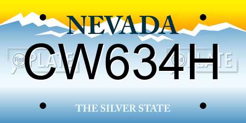 CW634H Nevada License Plate