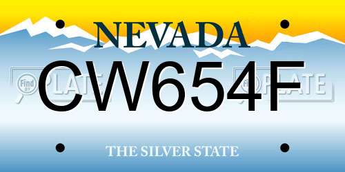 CW654F Nevada License Plate