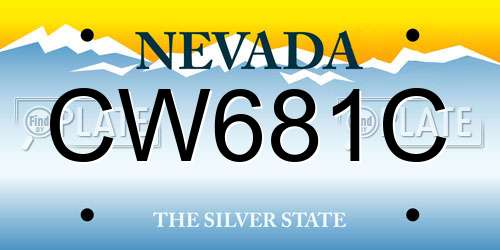 CW681C Nevada License Plate