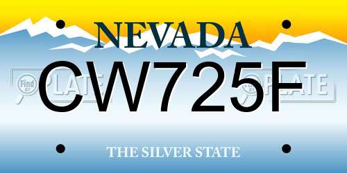 CW725F Nevada License Plate