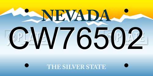 CW76502 Nevada License Plate