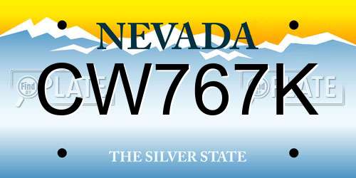 CW767K Nevada License Plate