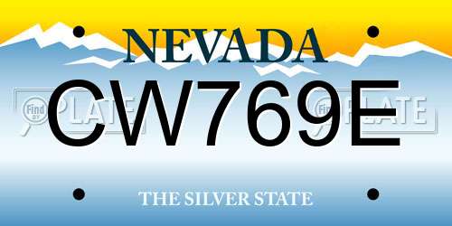 CW769E Nevada License Plate
