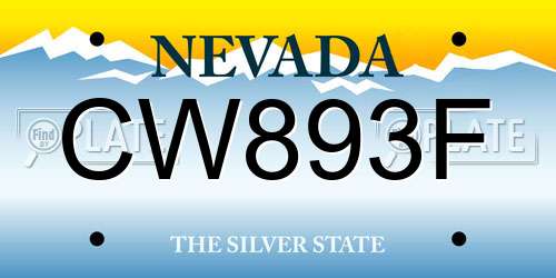 CW893F Nevada License Plate