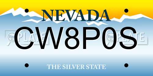 CW8P0S Nevada License Plate