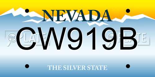 CW919B Nevada License Plate