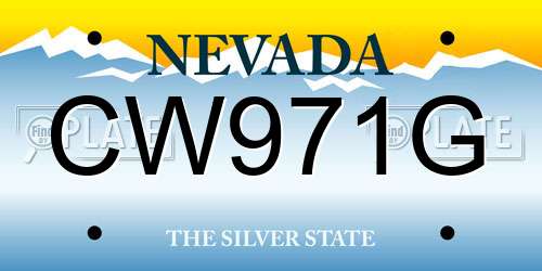 CW971G Nevada License Plate