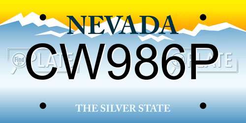 CW986P Nevada License Plate