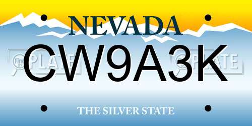 CW9A3K Nevada License Plate