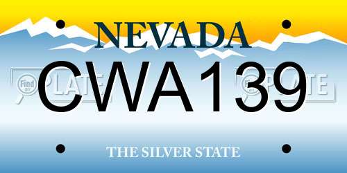 CWA139 Nevada License Plate
