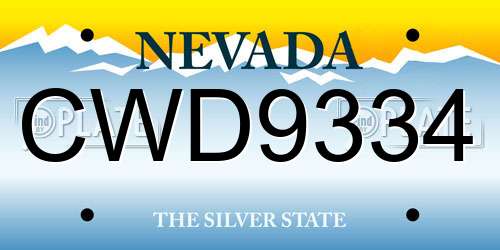 CWD9334 Nevada License Plate