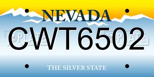 CWT6502 Nevada License Plate
