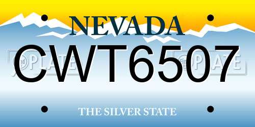 CWT6507 Nevada License Plate
