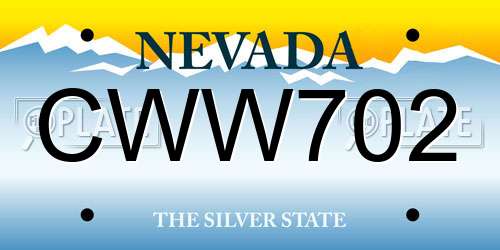 CWW702 Nevada License Plate