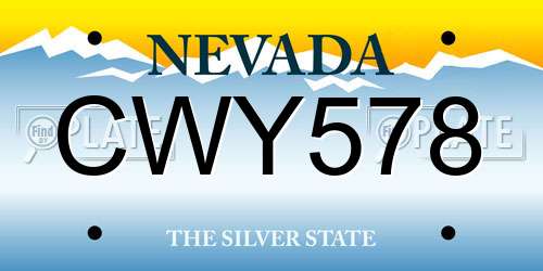 CWY578 Nevada License Plate