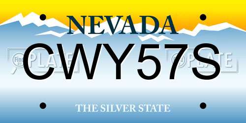 CWY57S Nevada License Plate