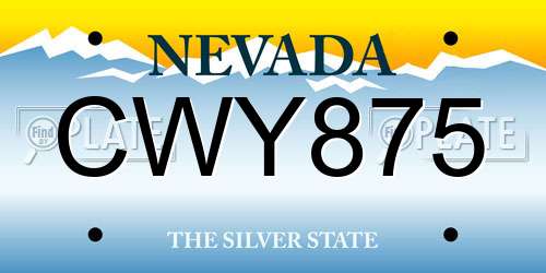 CWY875 Nevada License Plate