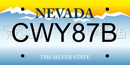 CWY87B Nevada License Plate