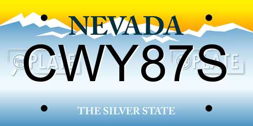 CWY87S Nevada License Plate