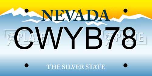 CWYB78 Nevada License Plate
