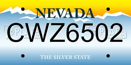 CWZ6502 Nevada License Plate