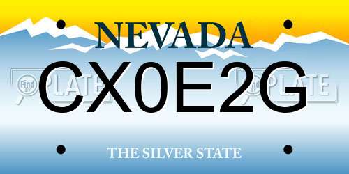 CX0E2G Nevada License Plate